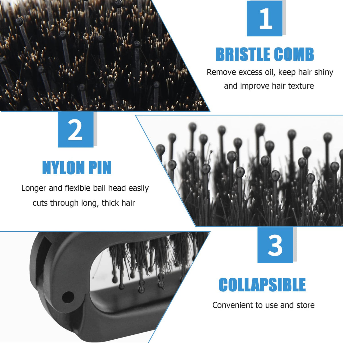 Brosse pliable Ancable vue de côté montrant son design compact