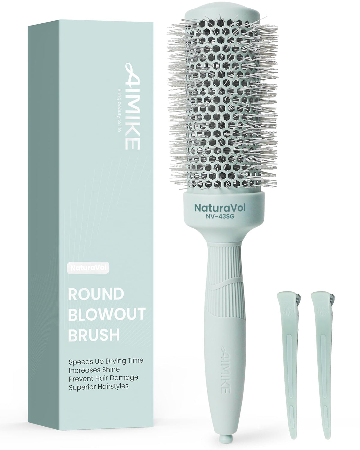 Brosse ronde AIMIKE NaturaVol 1,7 pouces vue de face