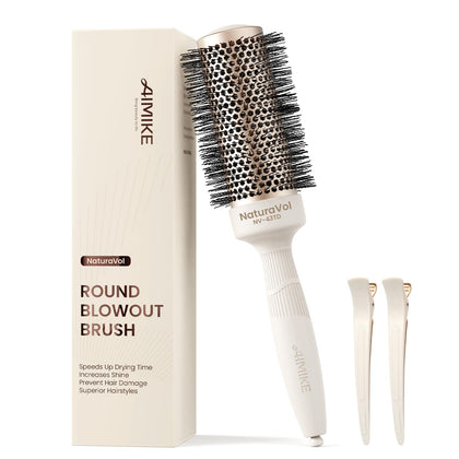 Brosse ronde AIMIKE NaturaVol vue avant avec baril en céramique