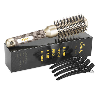 Brosse ronde Sndyi 1,3 pouces vue de face avec poils de sanglier
