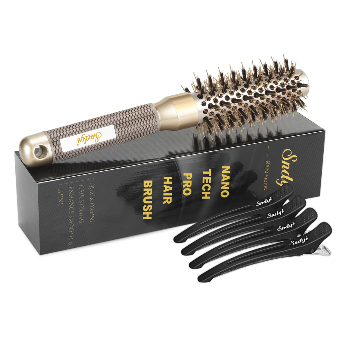 Brosse ronde Sndyi 1 pouce avec barillet en céramique vue de face
