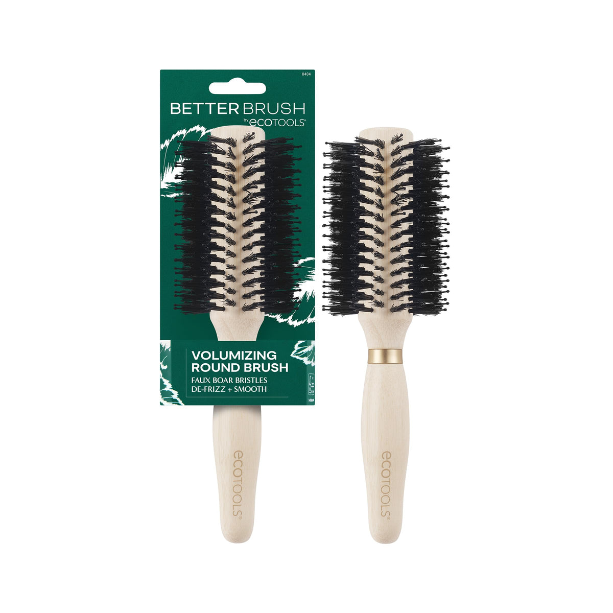 Brosse Ronde Volumétrique EcoTools en bambou vue de face
