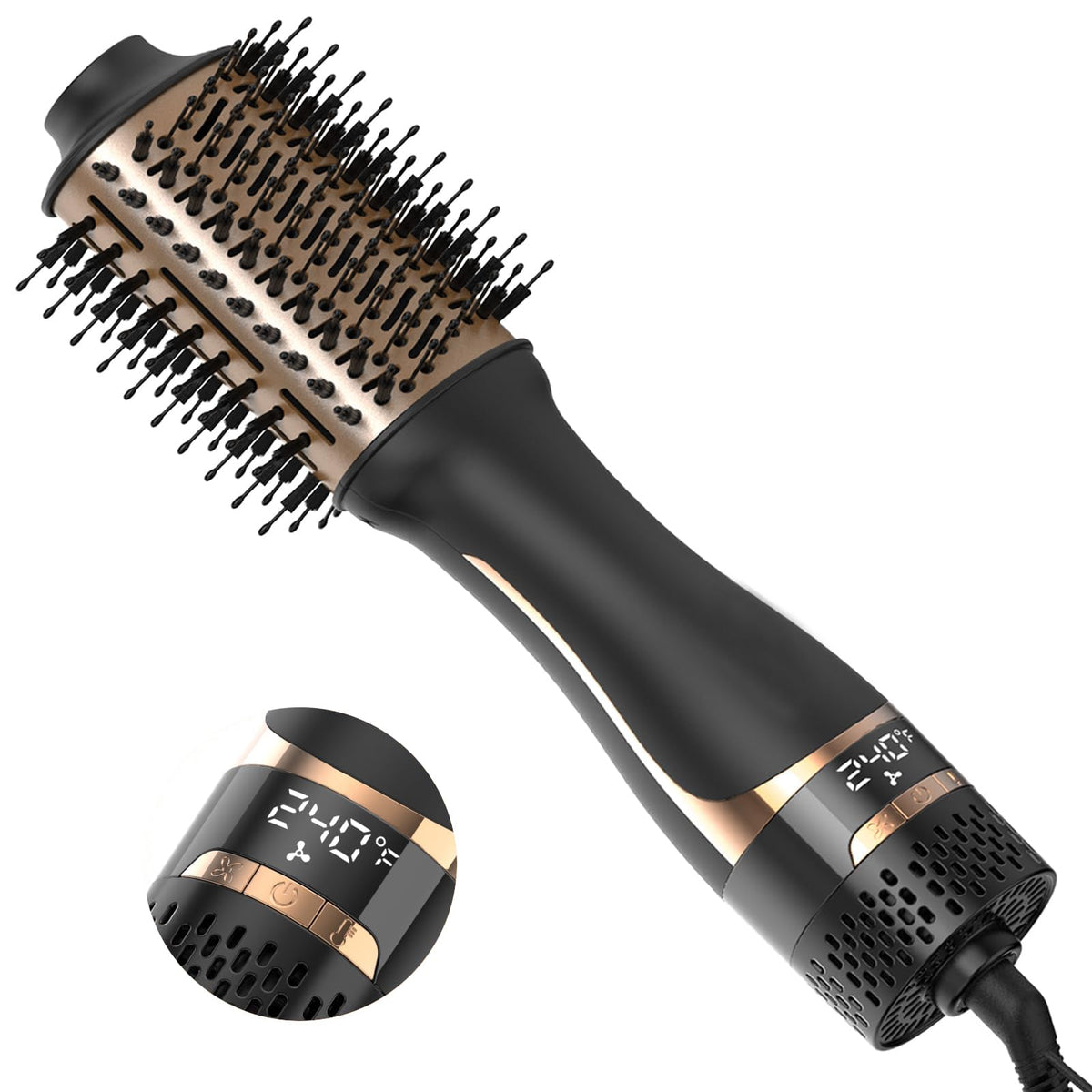 Brosse sèche-cheveux Nicebay vue de face avec écran affichage