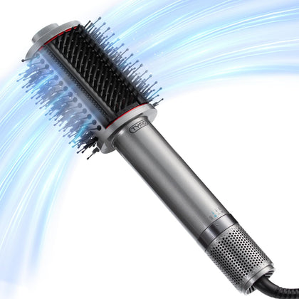 Brosse sèche-cheveux TYMO 5-en-1 vue avant, couleur métal gris