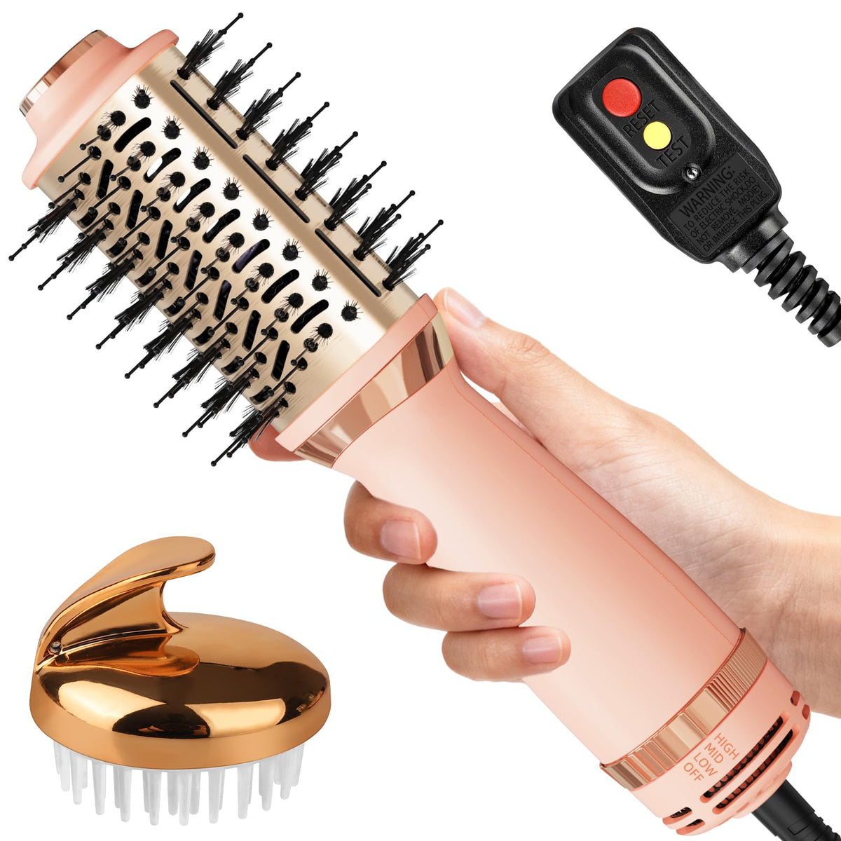 Brosse sèche-cheveux Voseki 4-en-1 vue de face avec baril ovale