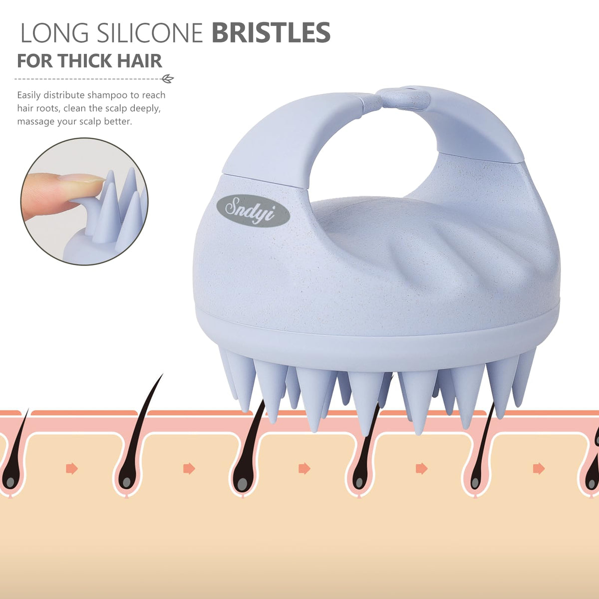 Brosse Sndyi en paille de blé et silicone, vue de côté
