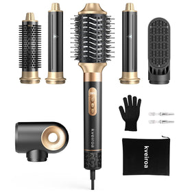 Brosse soufflante Kveiroa 6-en-1 vue de face avec accessoires