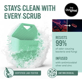 Brosse Sud Scrub en silicone avec texture antidérapante et sangle de maintien