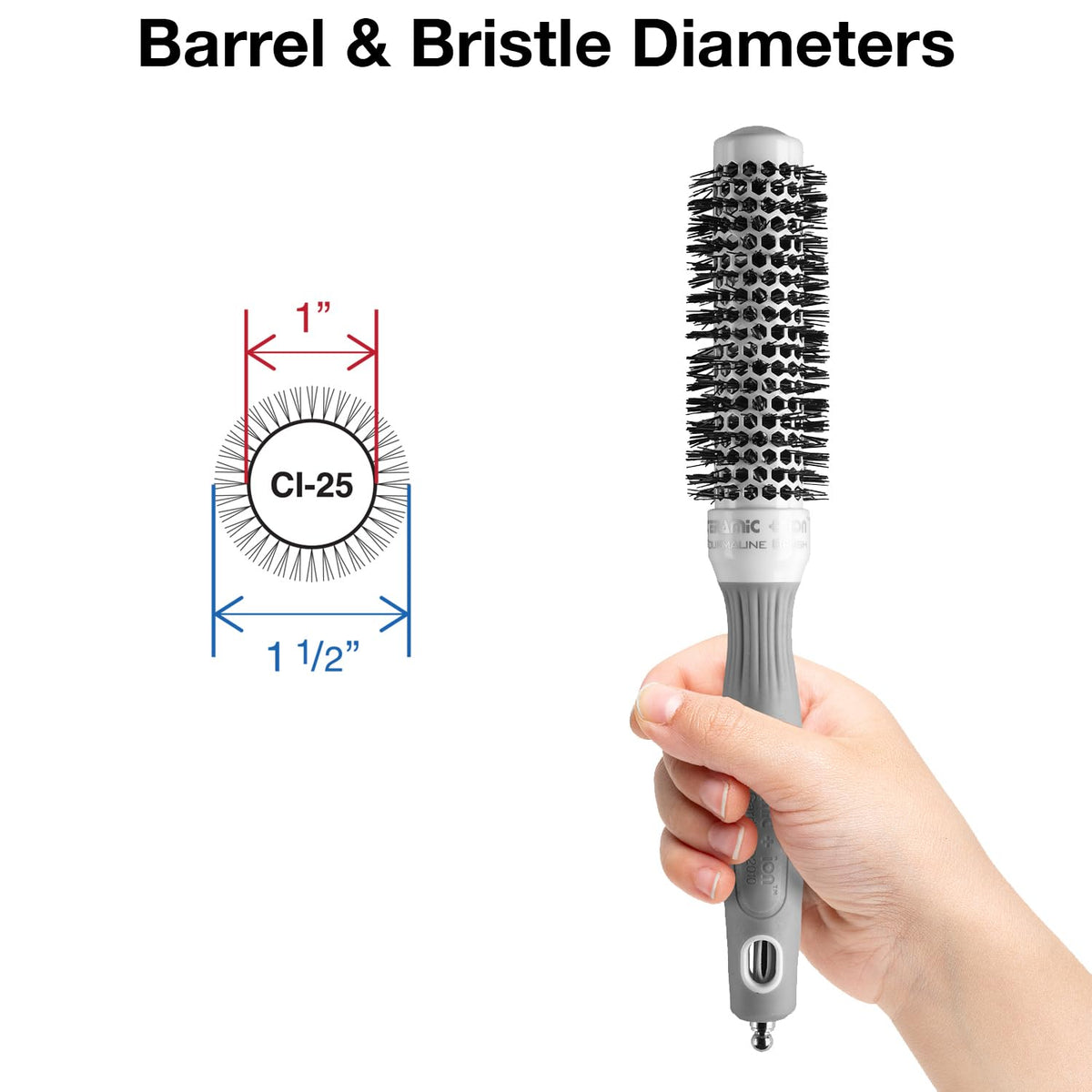 Brosse thermique Olivia Garden avec barre céramique et relief