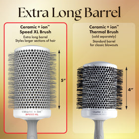Brosse thermique Olivia Garden sur un fond neutre, mise en valeur de la finition