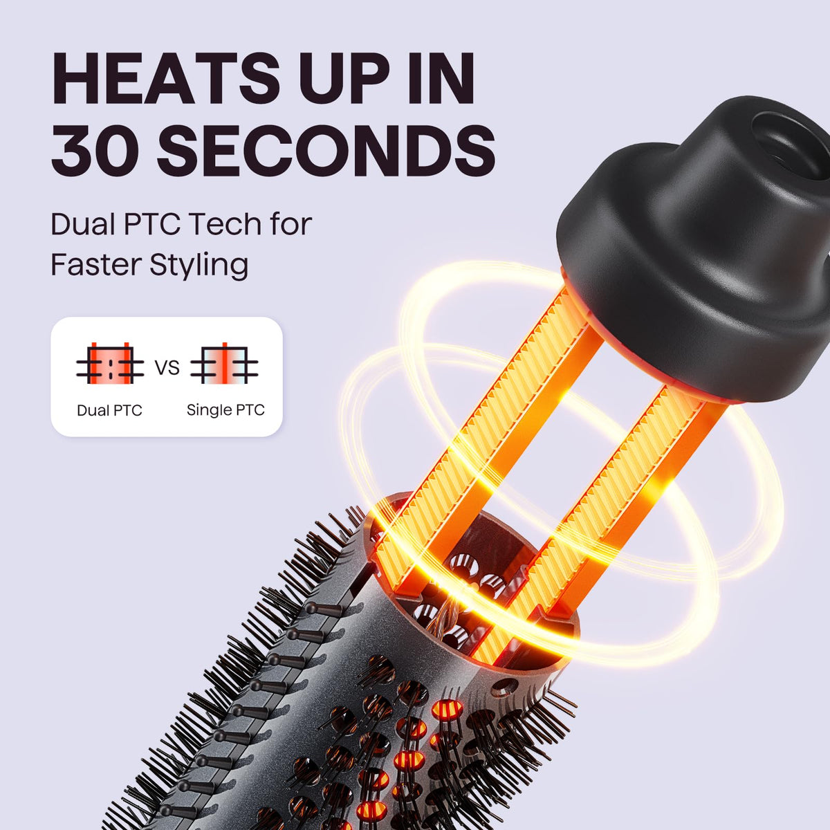 Brosse thermique wavytalk 1,5" dans son étui en velours pour transport