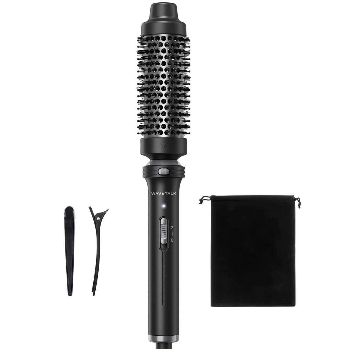 Brosse thermique wavytalk 1,5" vue de face avec baril en céramique tourmaline