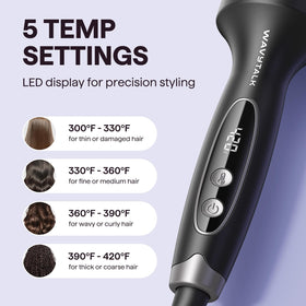 Brosse thermique Wavytalk 1,77″ avec réglages de température