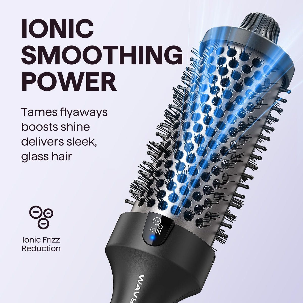 Brosse thermique Wavytalk 1,77″ en action sur des cheveux