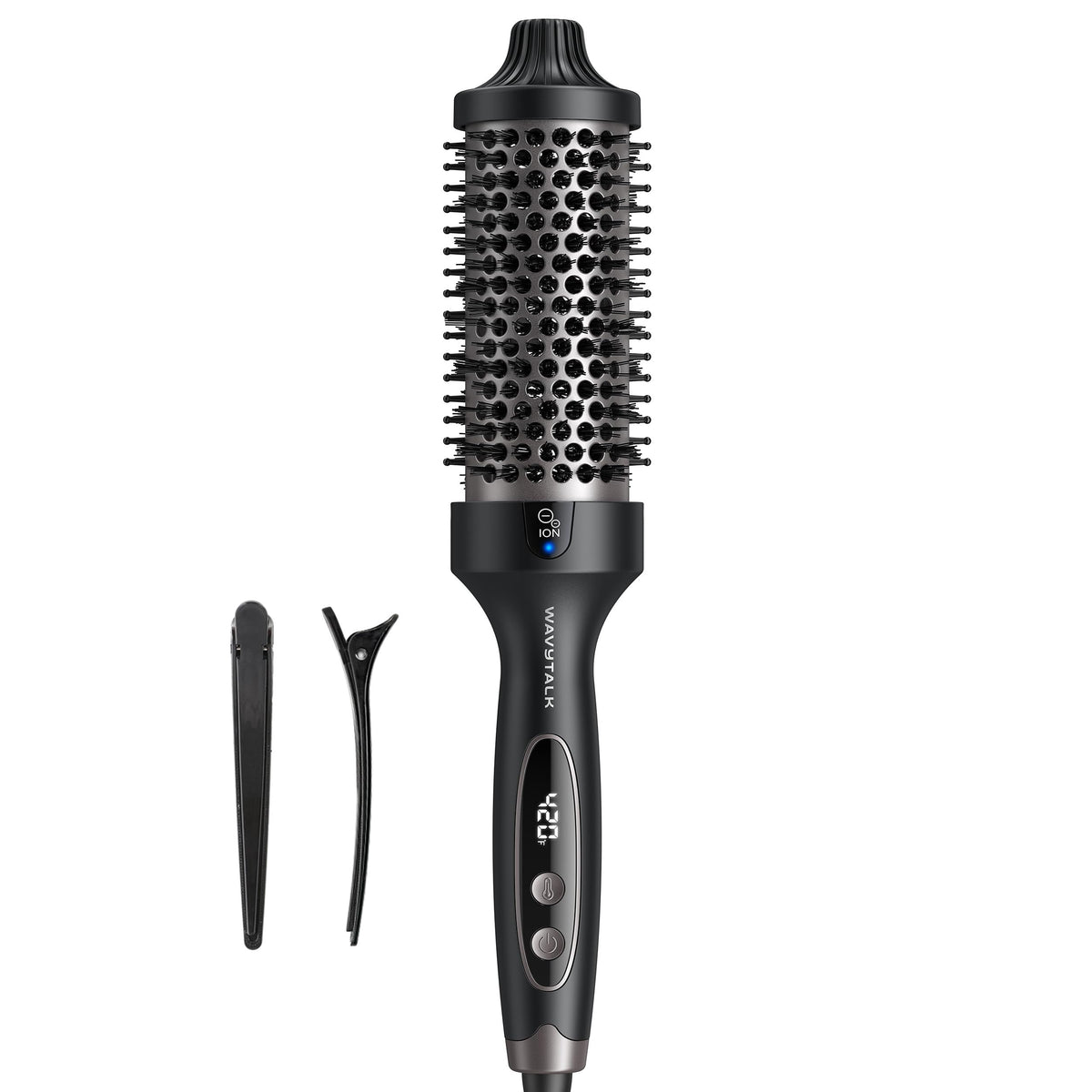 Brosse thermique Wavytalk 1,77″ vue de face avec écran LED