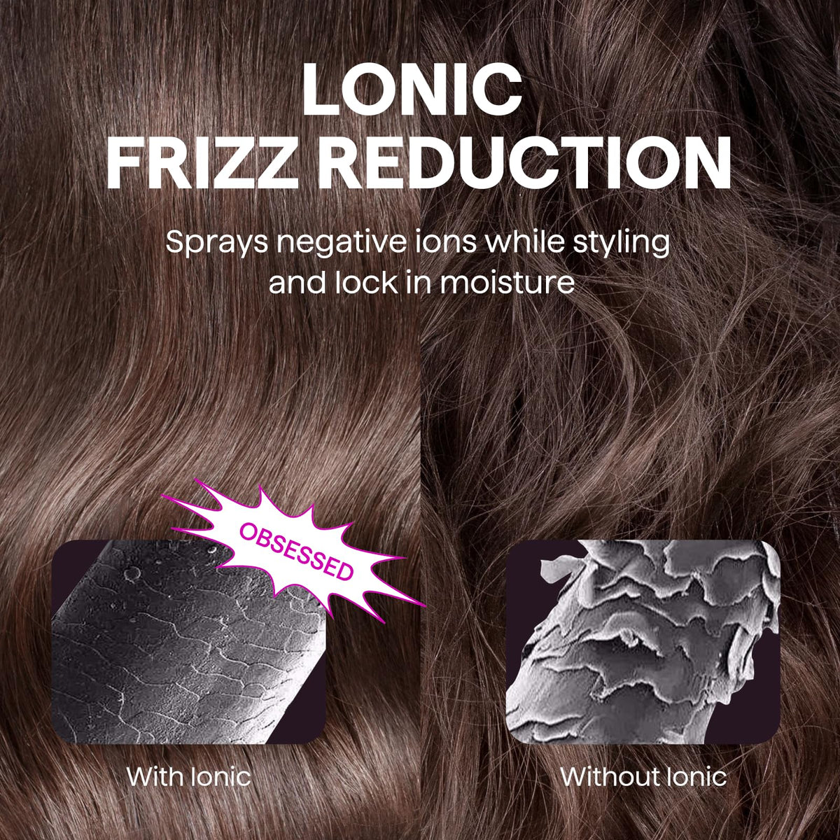 Brosse thermique Wavytalk en action sur des cheveux bouclés