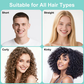 Brosse Weldilgit à cheveux bouclés à côté de produits capillaires