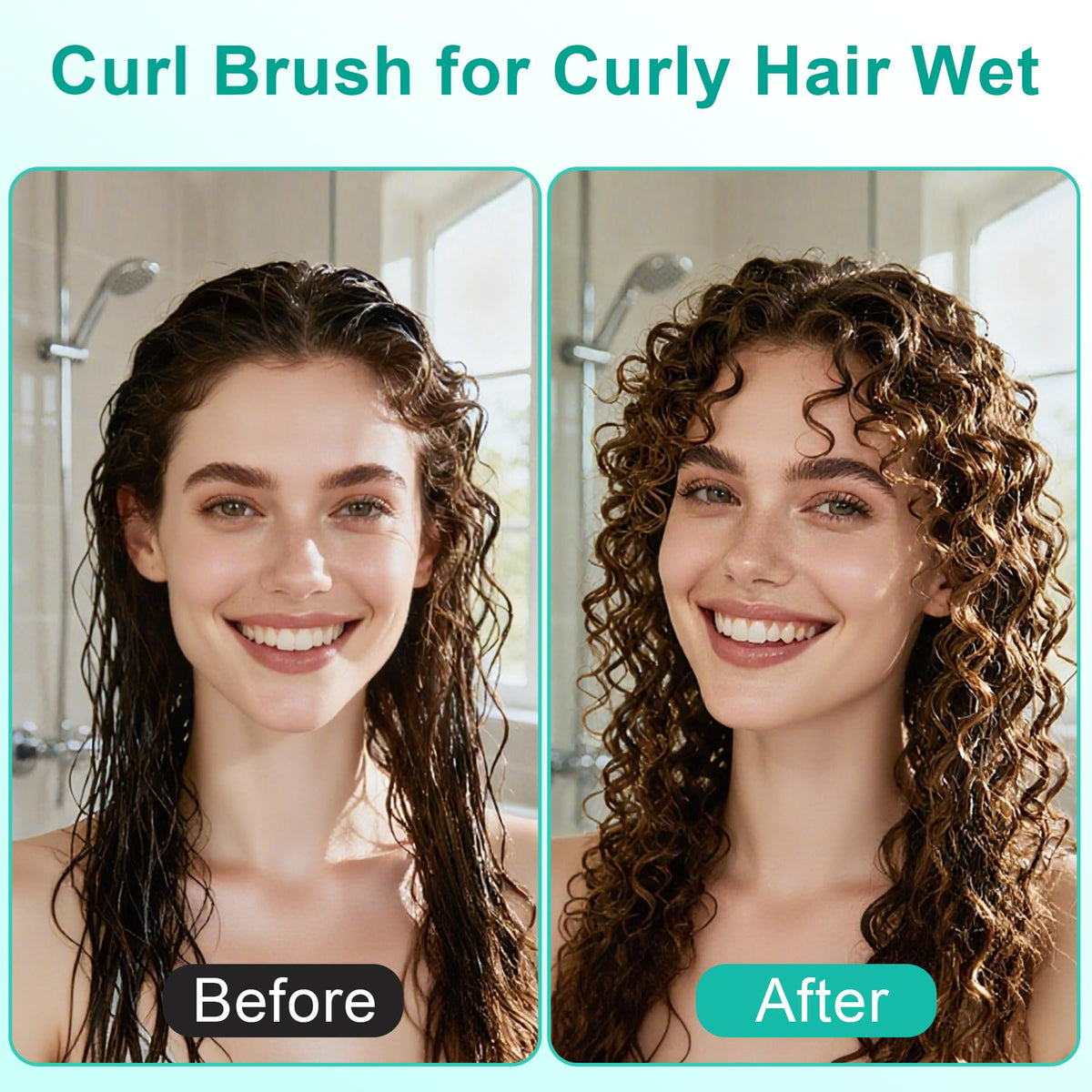 Brosse Weldilgit à cheveux bouclés en situation sur une coiffeuse