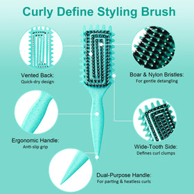 Brosse Weldilgit à cheveux bouclés vue de dos avec design ventilé