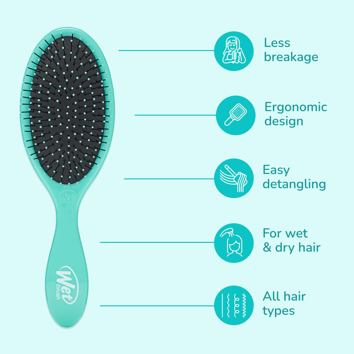 Brosse Wet Brush Démêlante Originale en utilisation sur cheveux mouillés