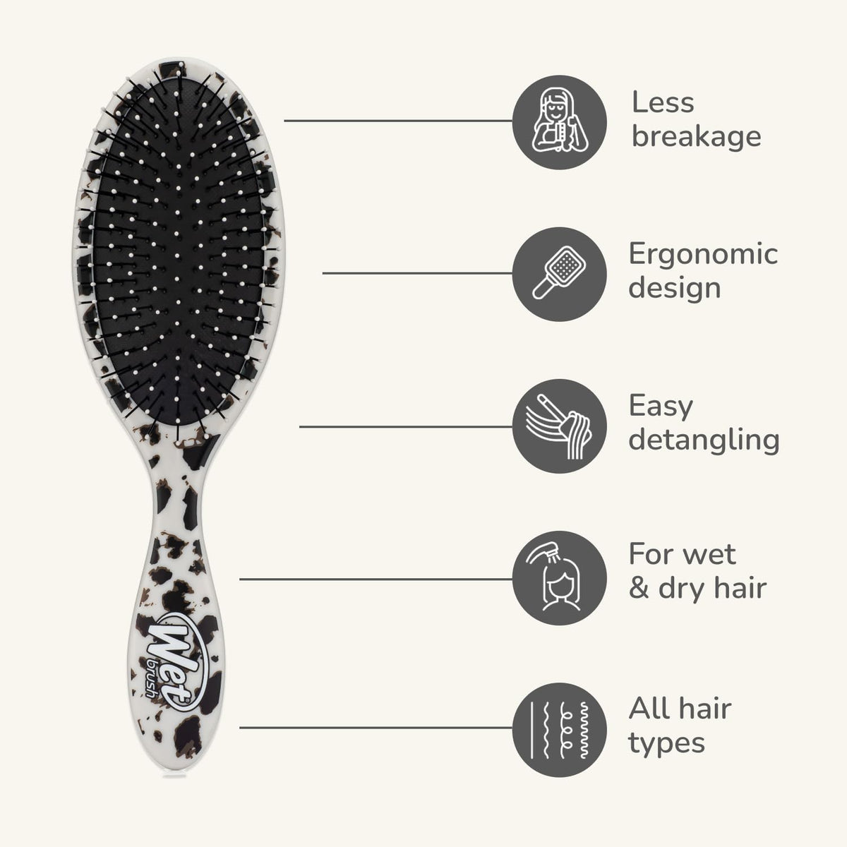 Brosse Wet Brush Originale Démêlante Léopard Tan avec poils IntelliFlex