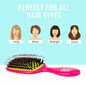 Brosse Wet Brush Shine support en utilisation sur cheveux raides