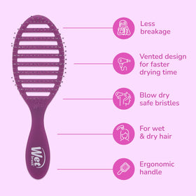 Brosse Wet Brush Speed Dry en utilisation sur des cheveux bouclés