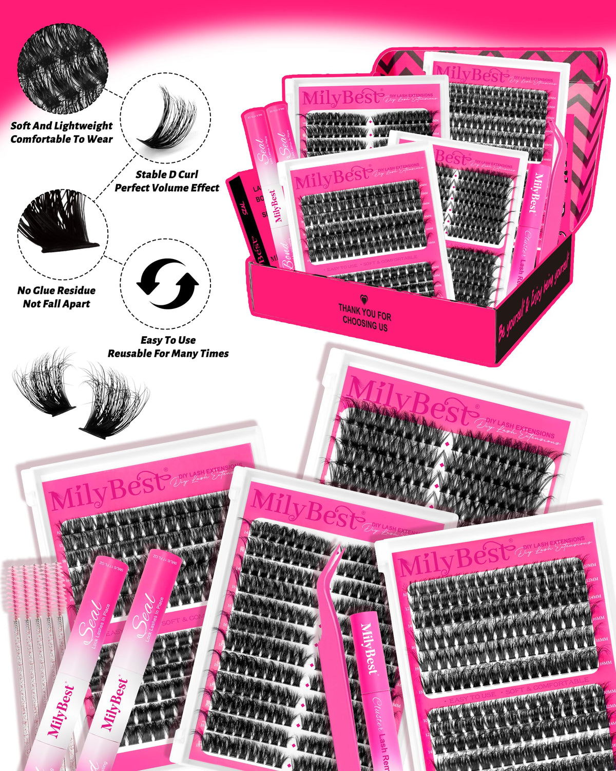 Brosses à cils et sourcils MilyBest dans le kit