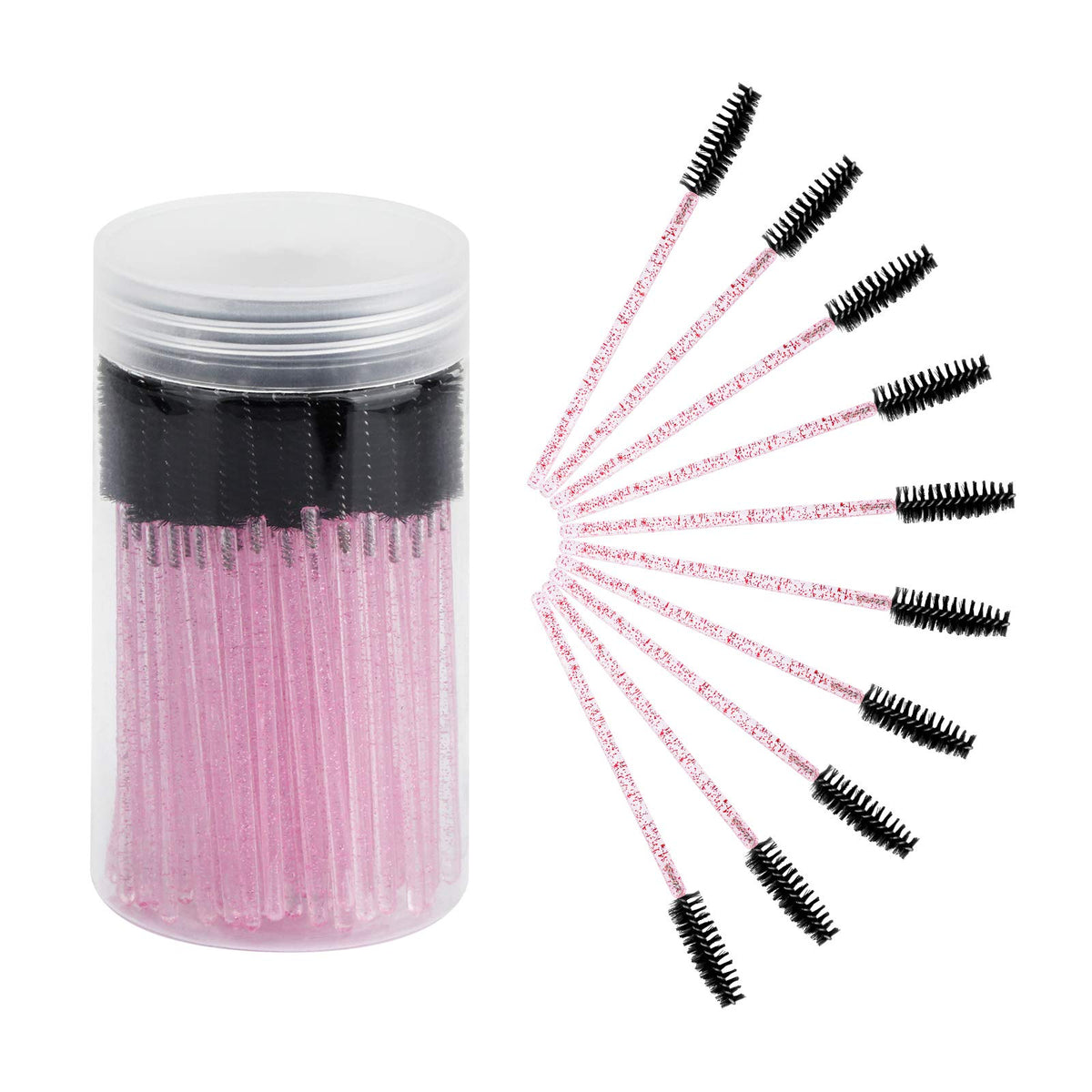 Brossettes à cils CHEFBEE 100 pièces dans leur conteneur rose et noir