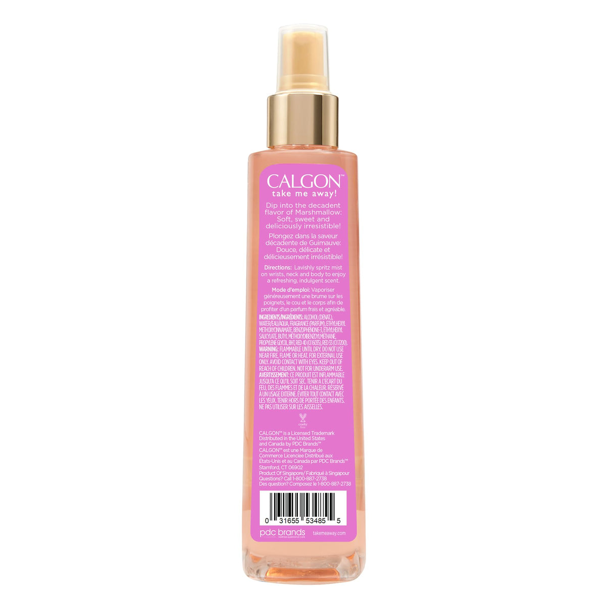 Brume corporelle Calgon Marshmallow 236 ml avec détail du flacon