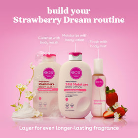 Brume corporelle eos Strawberry Dream sur fond naturel