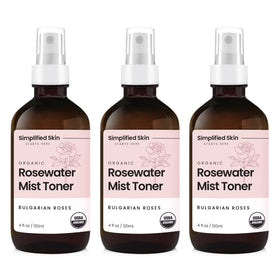 Brume d'Eau de Rose Bio Simplified Skin vue avant avec flacon transparent