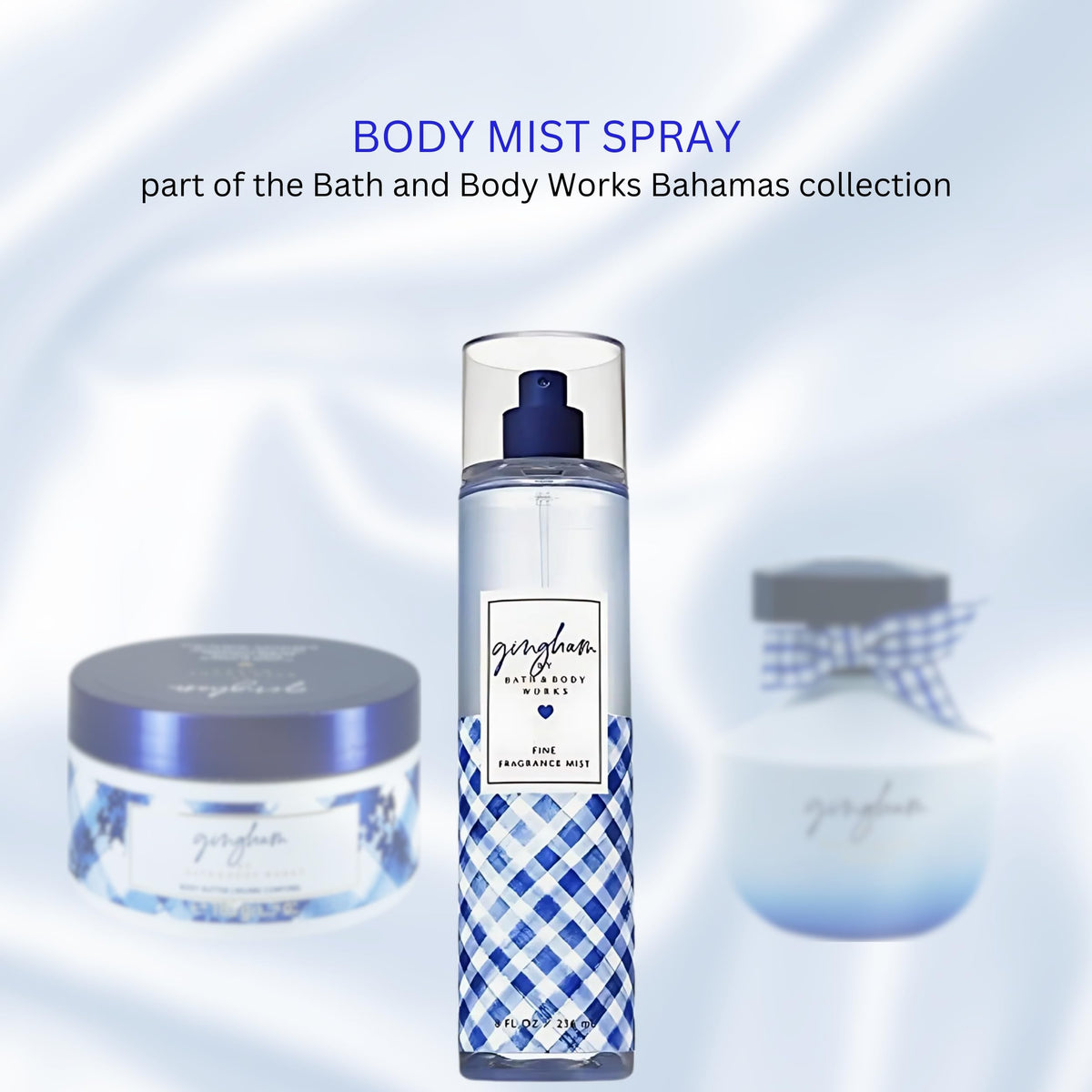 Brume parfumée Gingham Bath & Body Works sur une coiffeuse