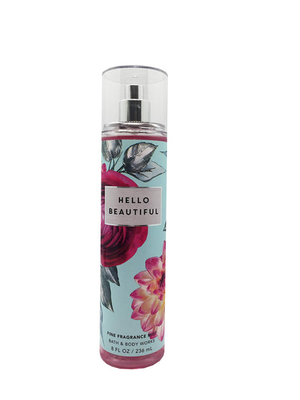Brume parfumée Hello Beautiful de Bath & Body Works vue avant avec flacon rose