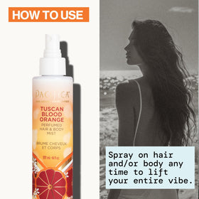 Brume parfumée Pacifica Orange Sanguine sur une table