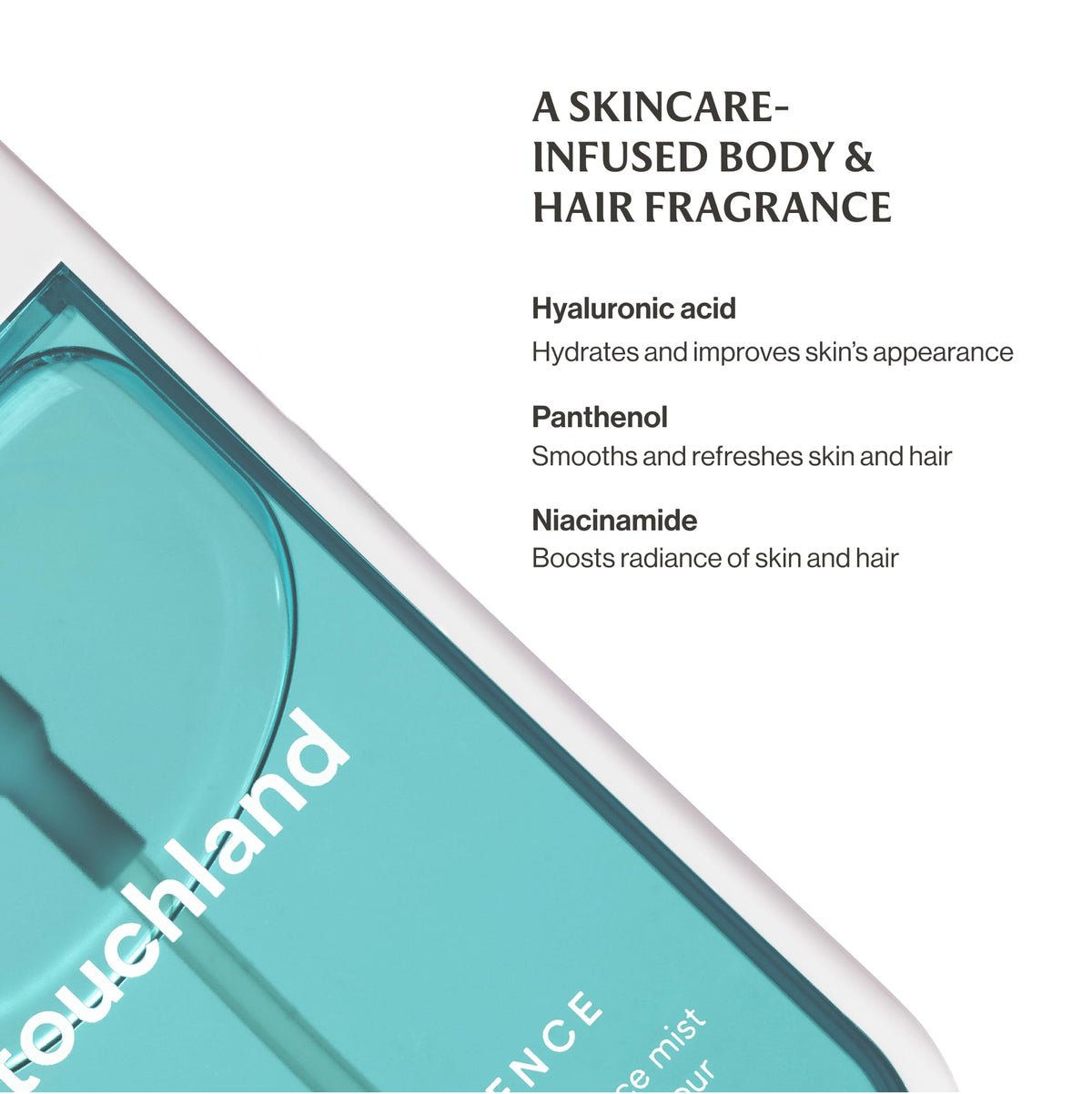Brume parfumée Touchland dans un environnement de salle de bain