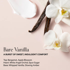 Brume parfumée Victoria's Secret Bare Vanilla près d'une fleur