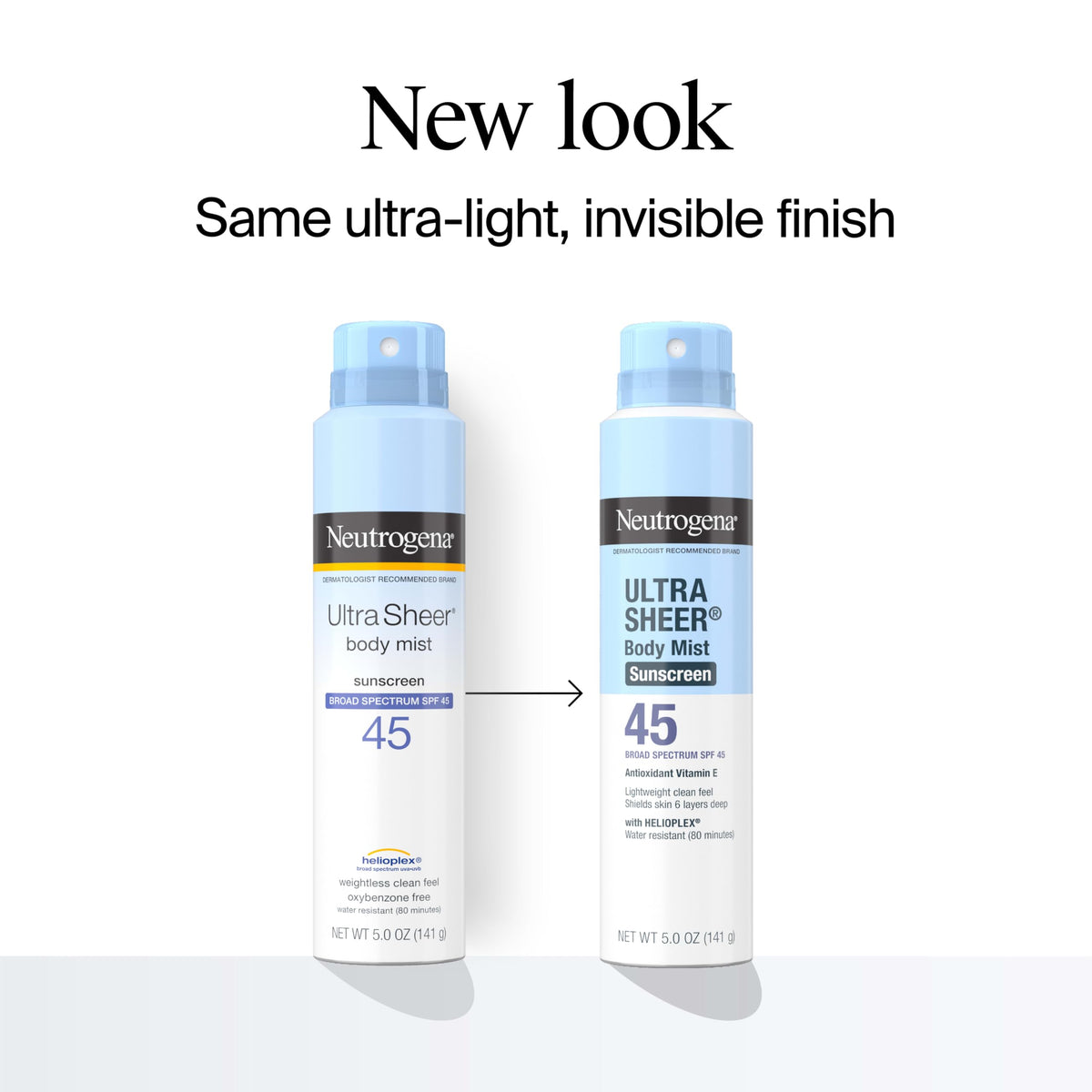 Brume Solaire Neutrogena Ultra Sheer SPF 45 application sur la peau