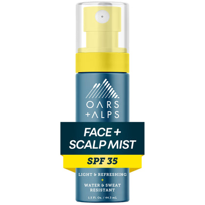 Brume solaire Oars + Alps SPF 35 vue de face avec capuchon