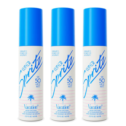 Brume solaire VACATION Super Spritz SPF 50 avec packaging recyclable