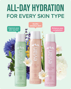 Brume visage Évian Glow en situation d'utilisation quotidienne