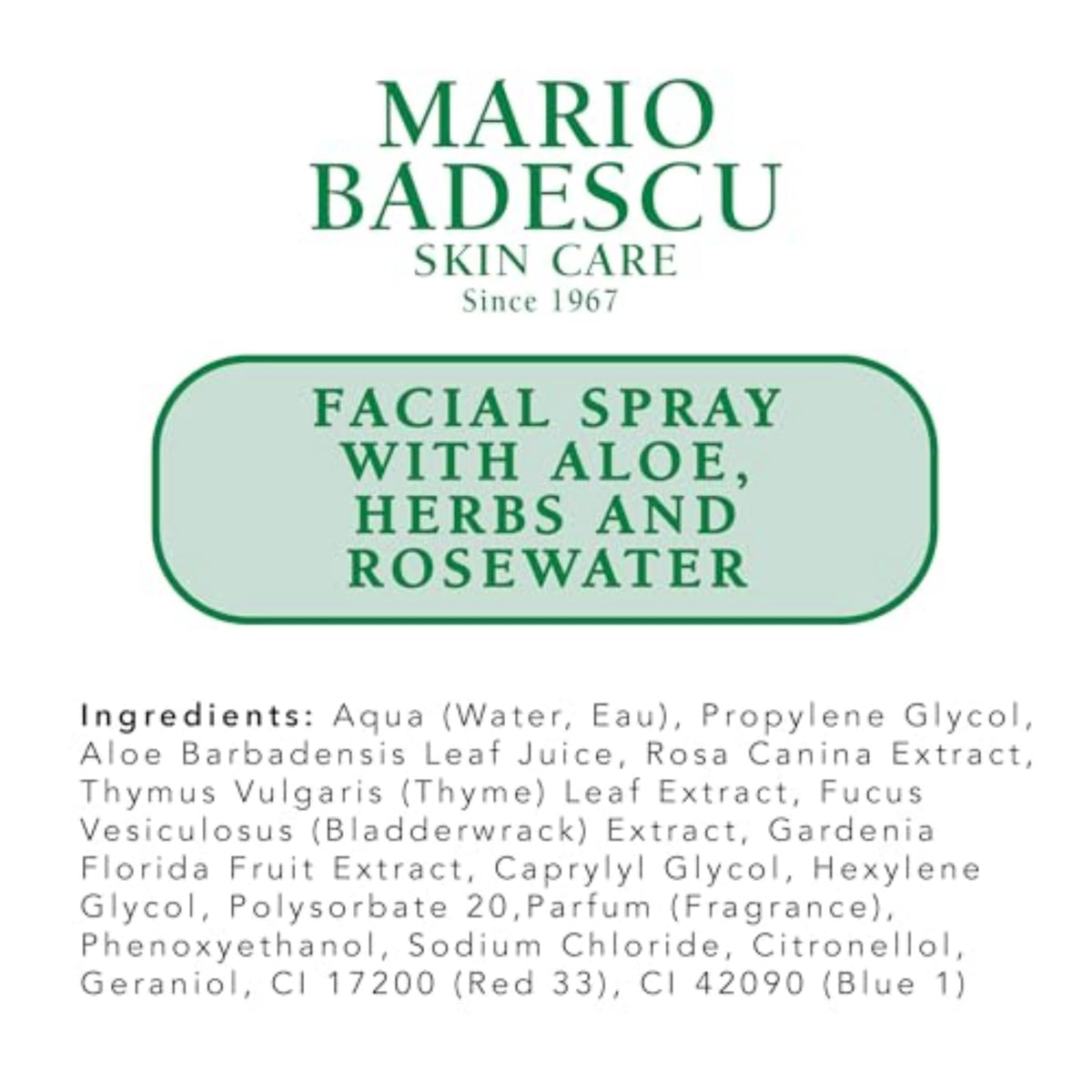 Brume visage Mario Badescu avec fleurs en arrière-plan