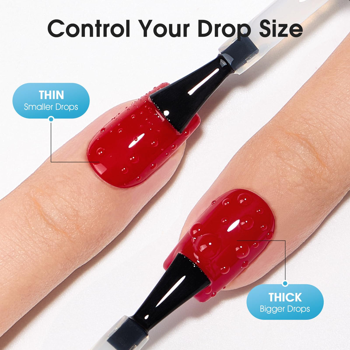 Brynelle Top Coat Gel 3D Gouttes d'Eau 2x15ml en utilisation