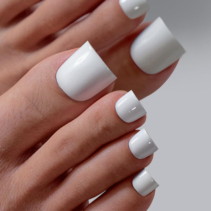 BTArtbox faux ongles de pieds carrés blancs ivoire avant vue