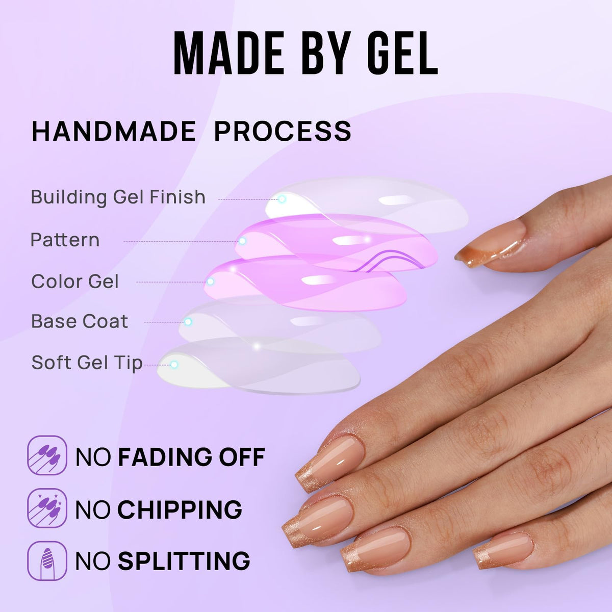 BTArtbox faux ongles or poussière, application sur des mains