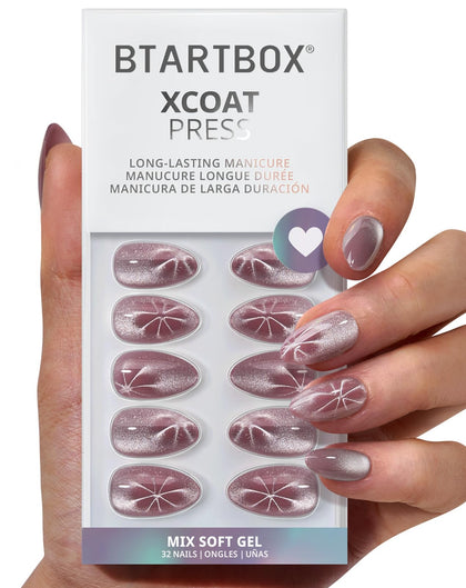 BTArtbox faux ongles press-on Berry Spark violet pailleté avant