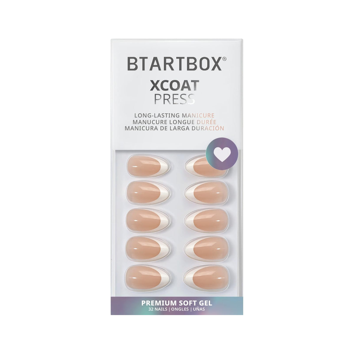 BTArtbox Faux Ongles Press-On Blanc Français dans une main