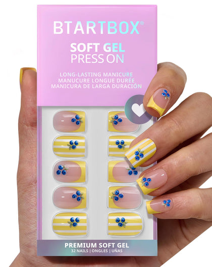 BTArtbox Faux Ongles Press-On Bleuet Pluie vue avant