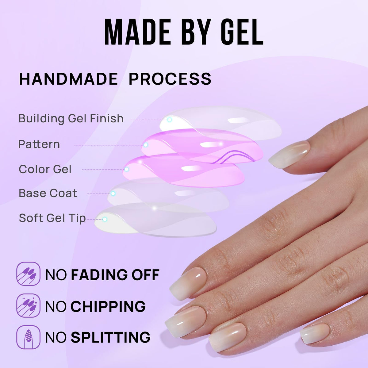 BTArtbox faux ongles press-on crème vanille, vue latérale