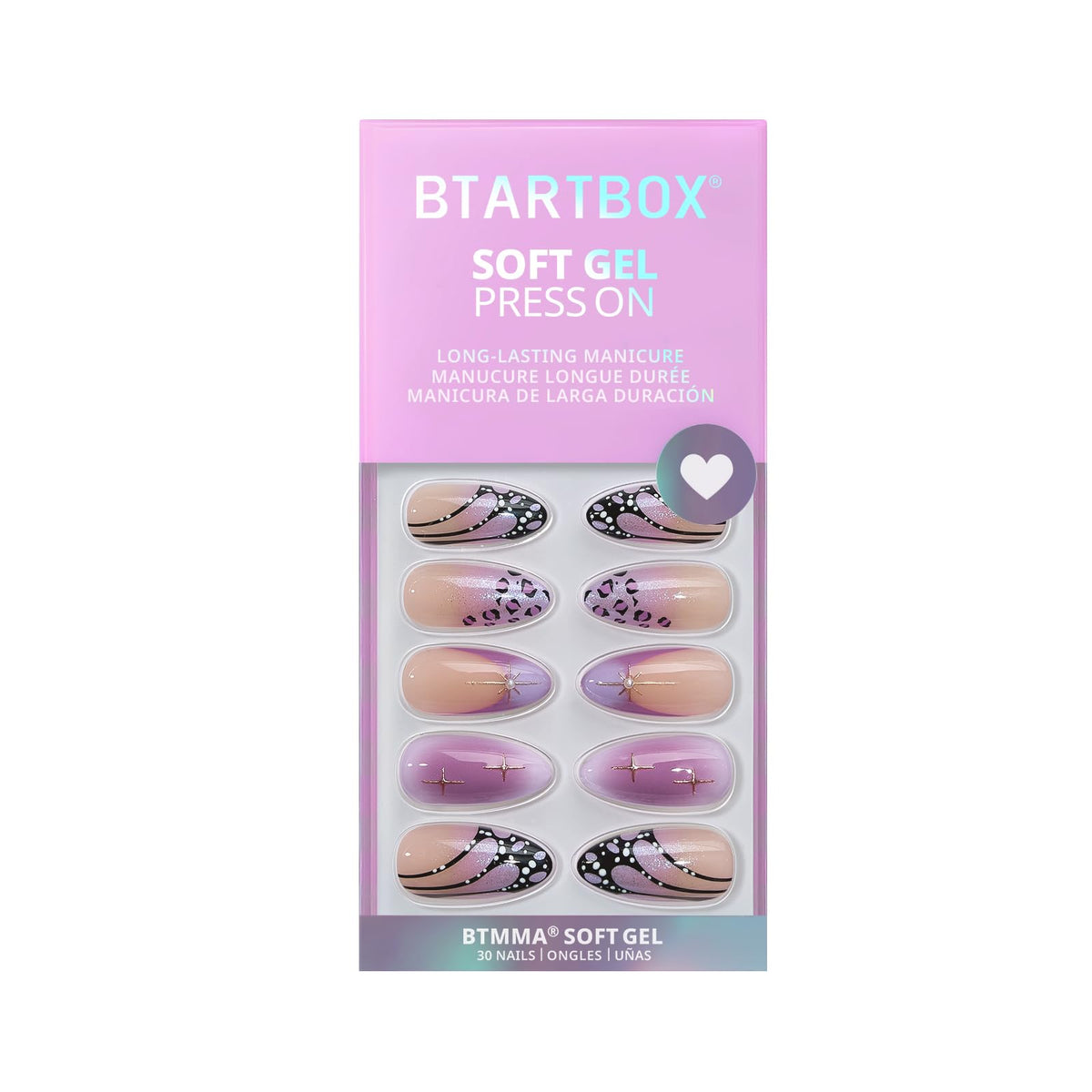 BTArtbox faux ongles press-on Flutter Besties avec guide d'utilisation